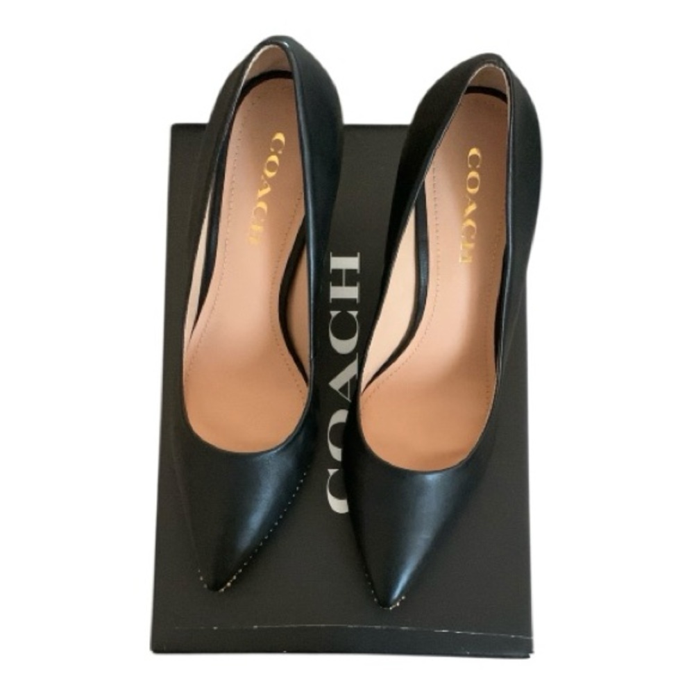 Coach Waverly Black Leather Pump with 3.5 inch heel